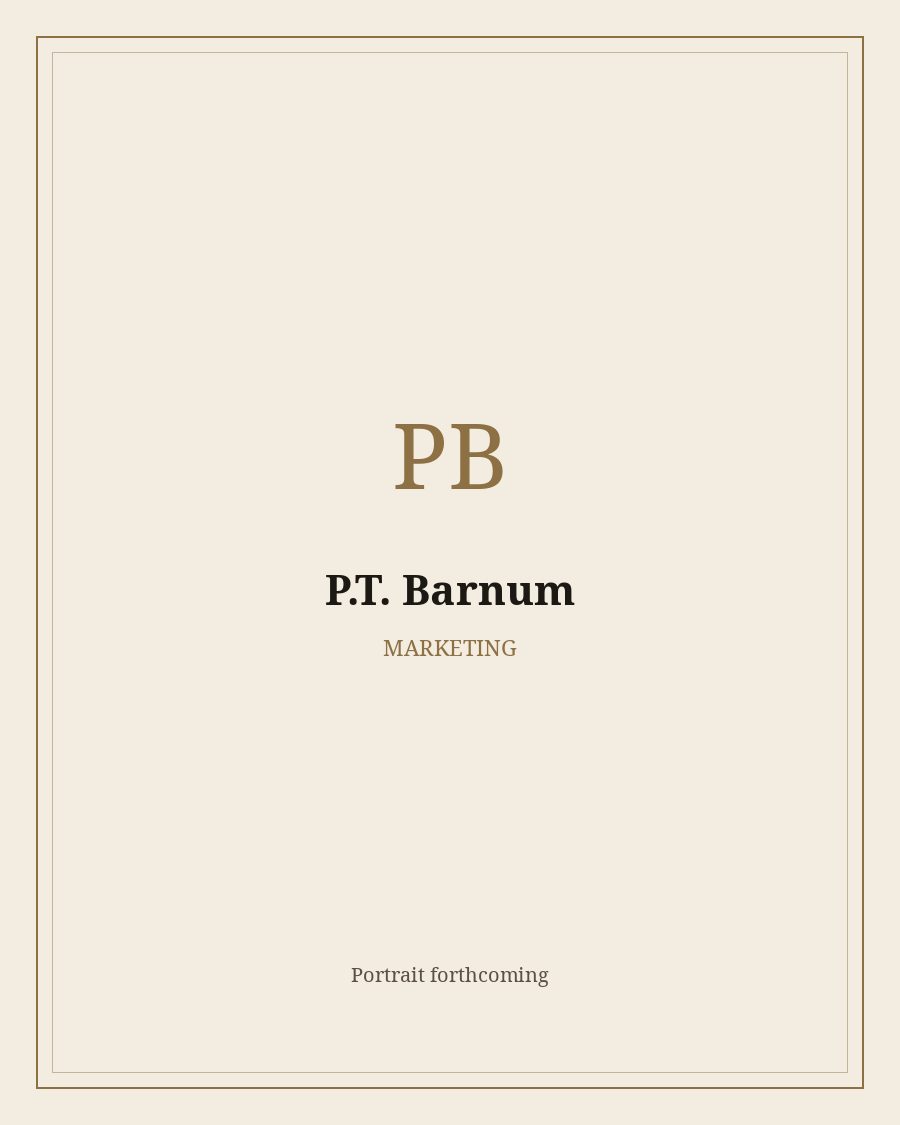 Reserved portrait frame for P.T. Barnum. The painting is not drawn yet.