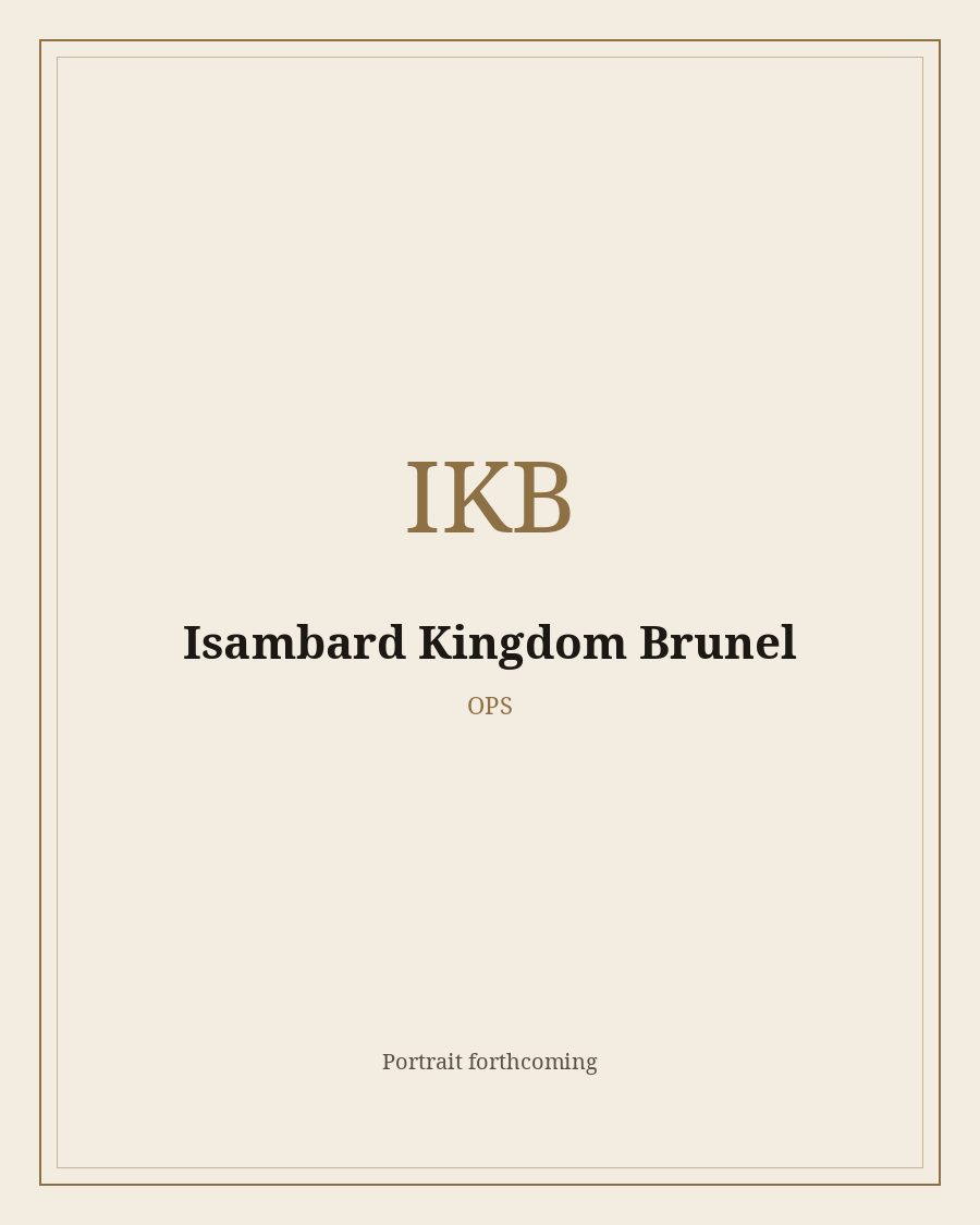 Reserved portrait frame for Isambard Kingdom Brunel. The painting is not drawn yet.