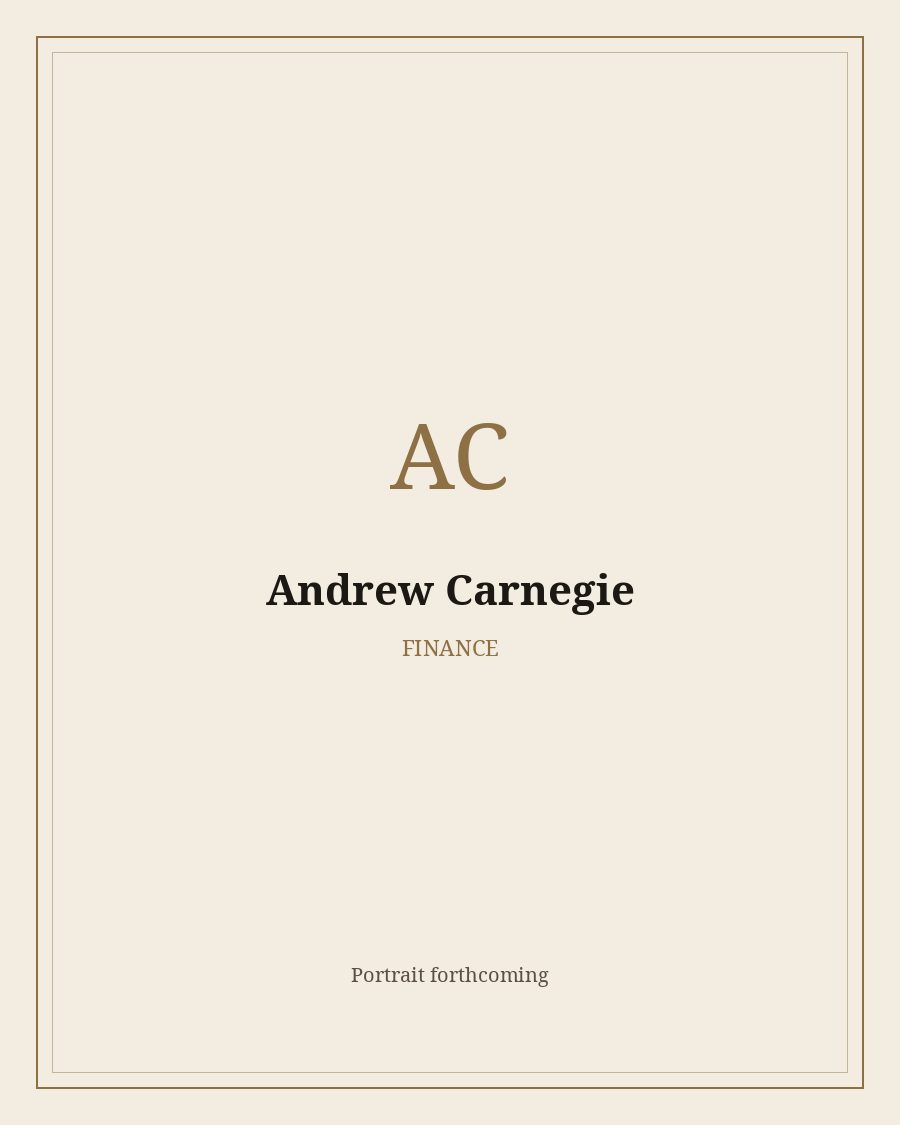 Reserved portrait frame for Andrew Carnegie. The painting is not drawn yet.