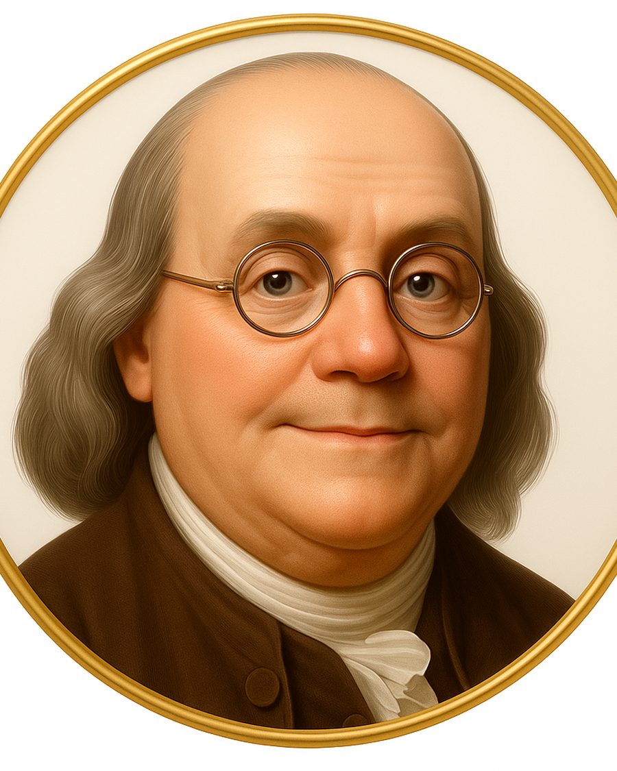 Painted portrait of Benjamin Franklin