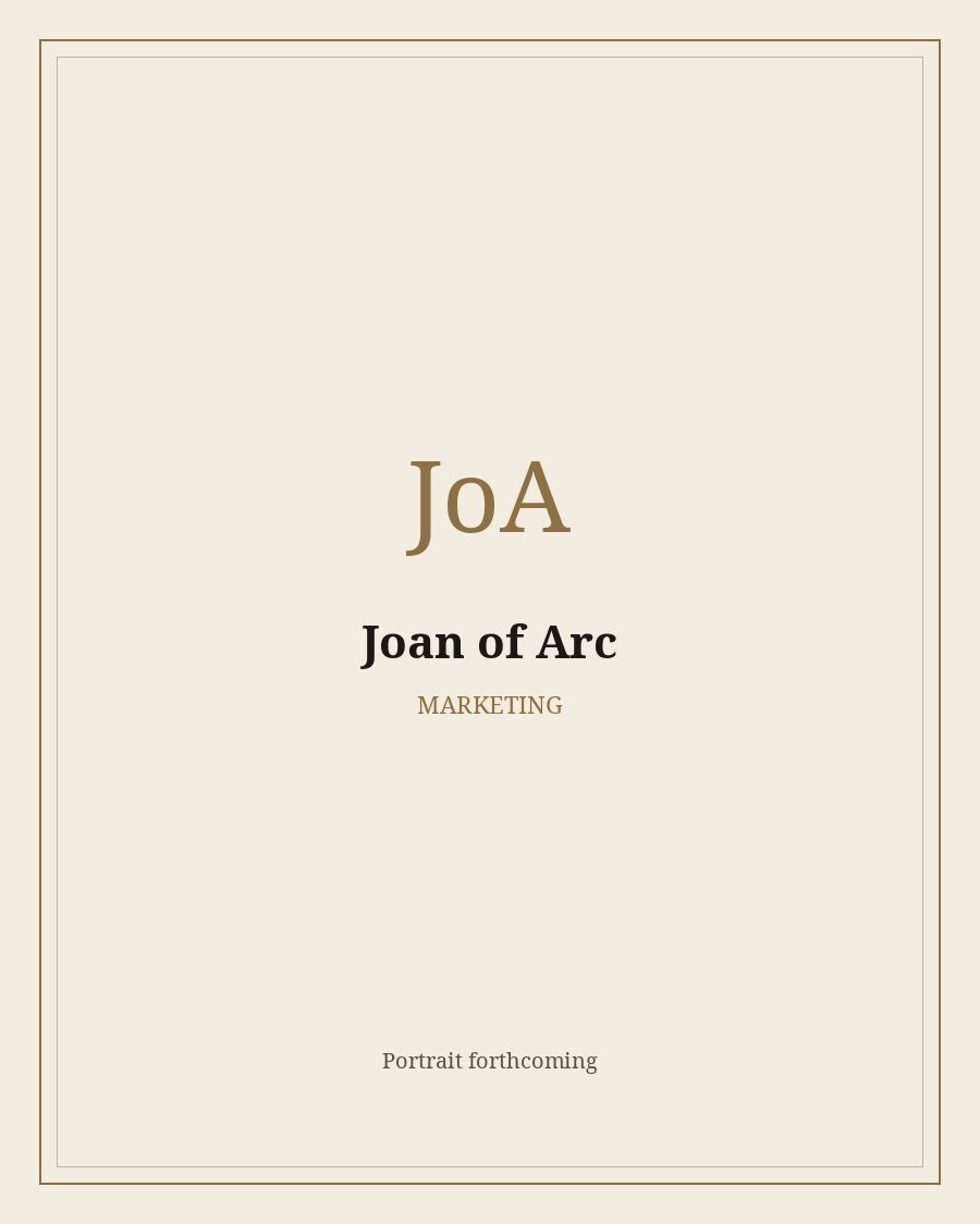 Reserved portrait frame for Joan of Arc. The painting is not drawn yet.