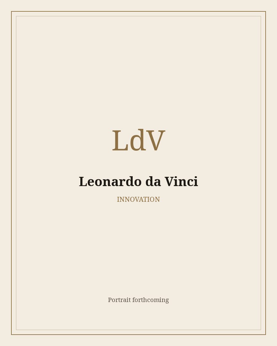 Reserved portrait frame for Leonardo da Vinci. The painting is not drawn yet.