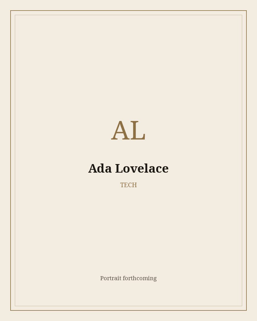 Reserved portrait frame for Ada Lovelace. The painting is not drawn yet.