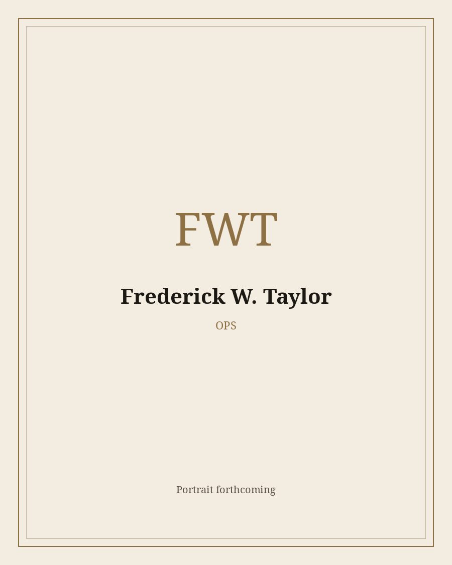 Reserved portrait frame for Frederick W. Taylor. The painting is not drawn yet.