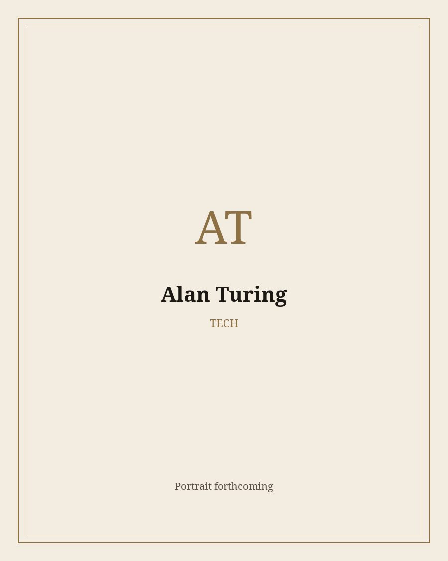 Reserved portrait frame for Alan Turing. The painting is not drawn yet.